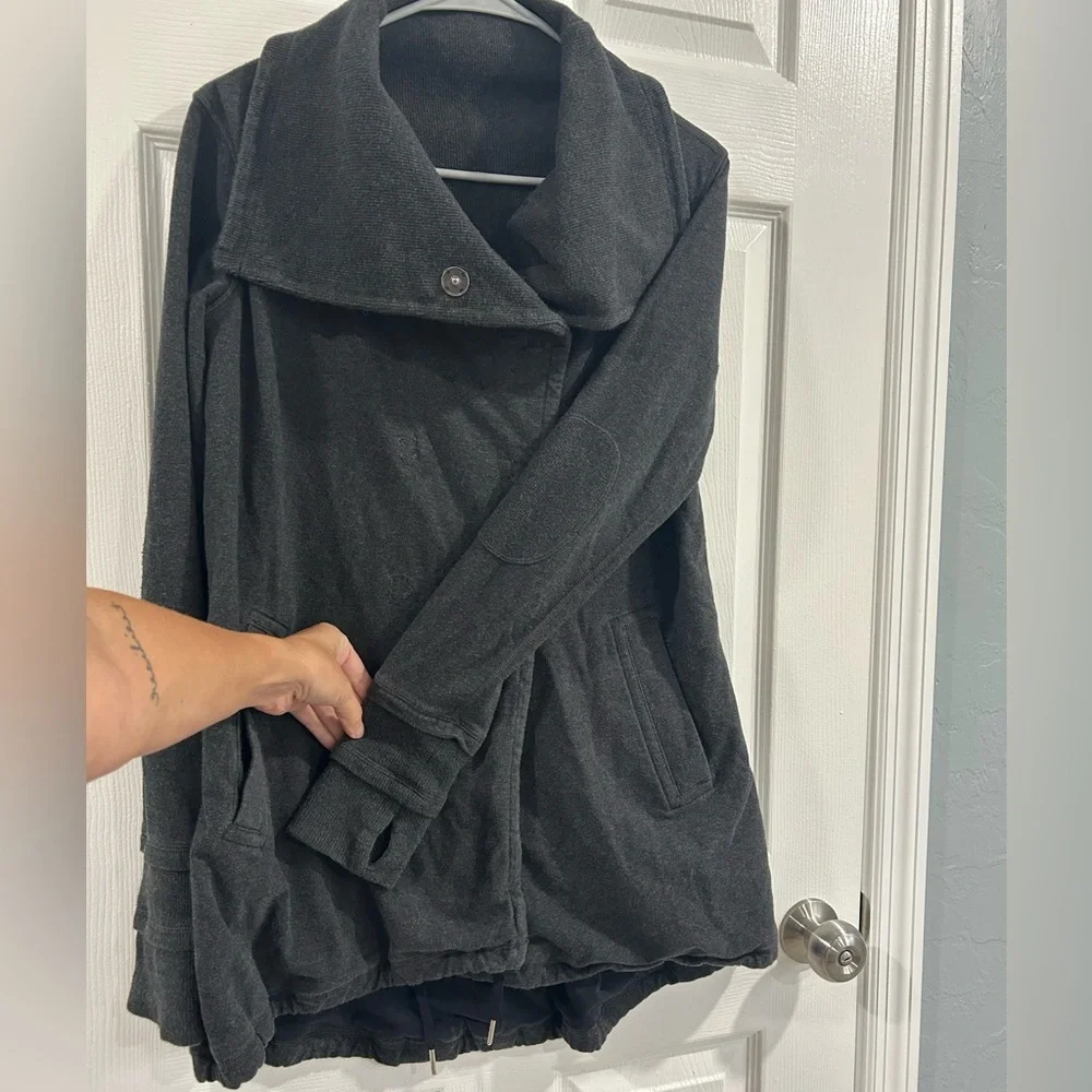 Lululemon Gratitude Wrap Double Breasted Jacket Pea Coat Charcoal Gray Size 8